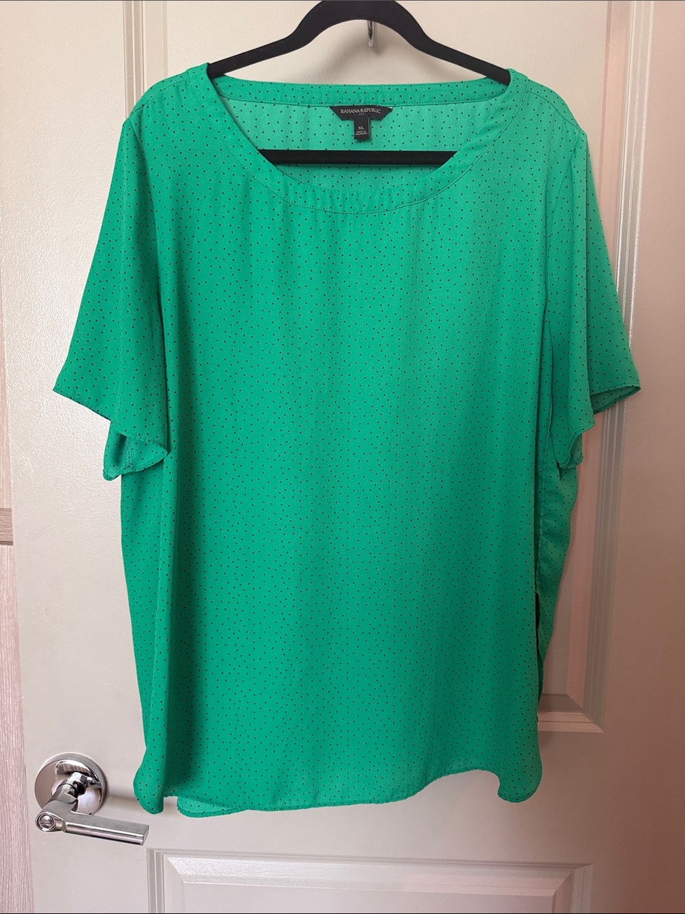 Banana Republic Shamrock Green Short Sleeve sheer Blouse